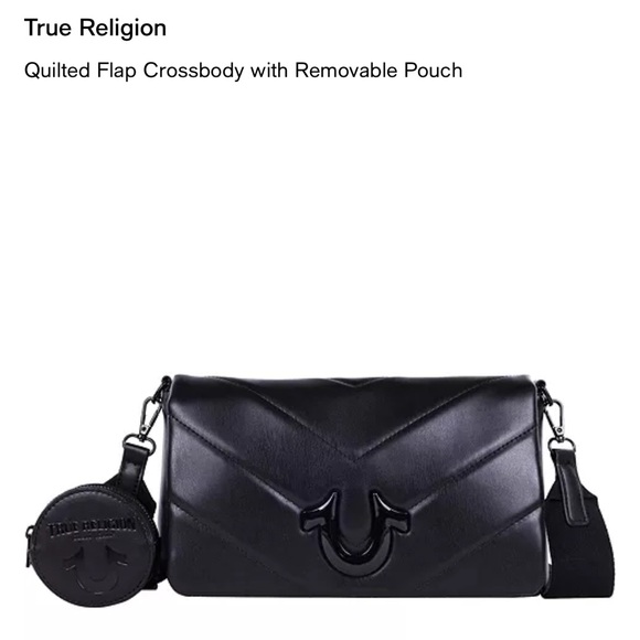 True Religion Black Crossbody Bag with Coin Pouch - Picture 4 of 6